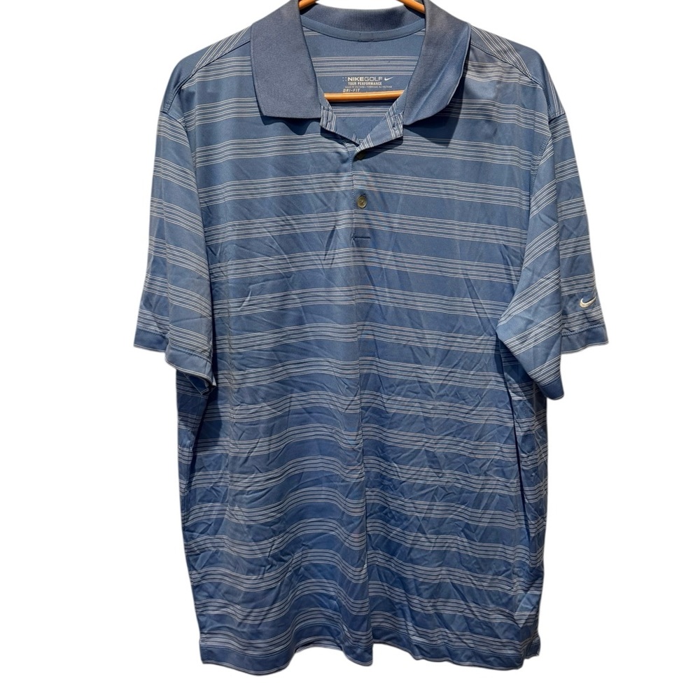 Nike Men's Blue Patterned Polo Shirt